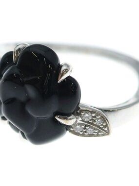 Chanel Camellia Onyx Diamond Ring WG 52